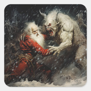 Santa VS Krampus Square Sticker