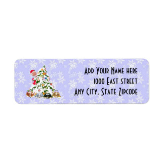 Santa w/Aussie Puppies Under the Tree Return label