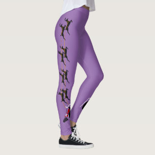 Santa W/Twin Deers purple Leggings