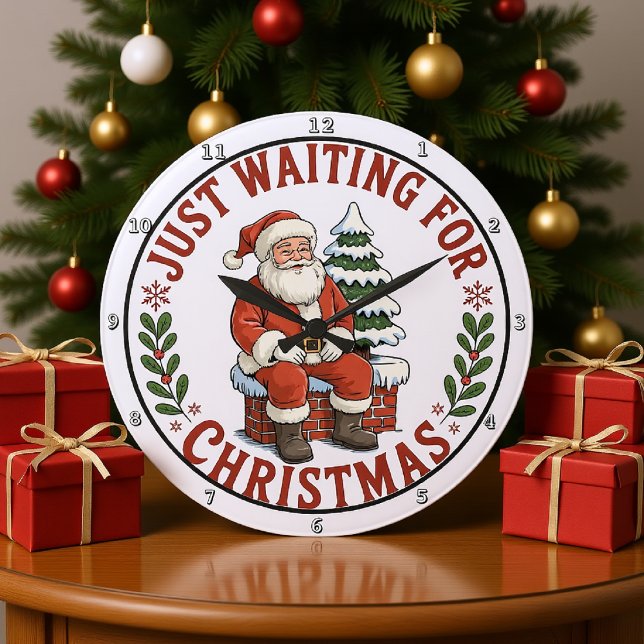 Santa Waiting for Christmas Large Clock (Creator Uploaded)