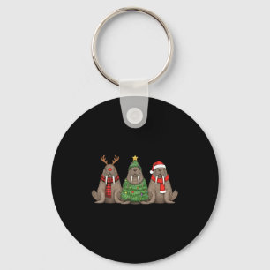 Santa Walrus Christmas Tree Walrus Lover Animal Xm Key Ring