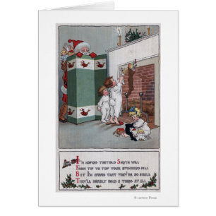 Santa Watching from behind screen