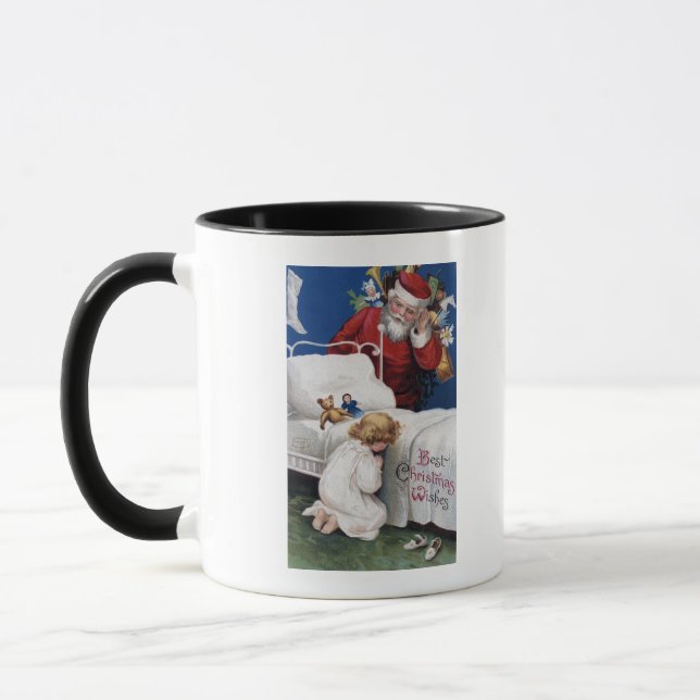Santa watching Girl Praying Mug (Left)