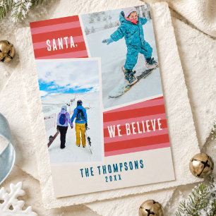 Santa We Believe Stripe Holiday Photo Card