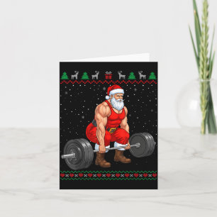 Santa Weightlifting Christmas Deadlift Gym Ugly Sw Card