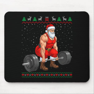 Santa Weightlifting Christmas Deadlift Gym Ugly Sw Mouse Pad