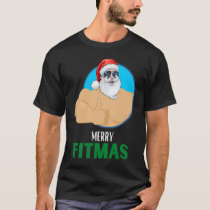 Santa Weightlifting Christmas Fitness Gym Deadlift T-Shirt