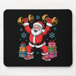 Santa Weightlifting Fitness Gym Training Christmas Mouse Pad