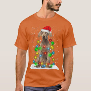 Santa Weimaraner Christmas Light Pajama Dog Xmas M T-Shirt