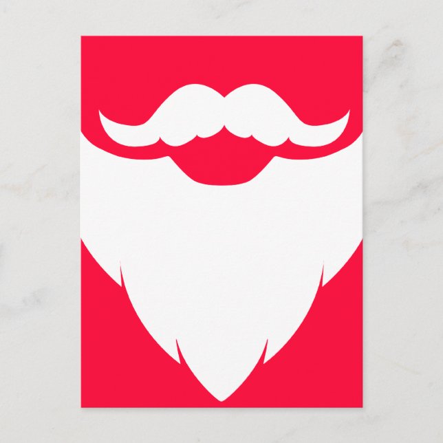 Santa white beard and moustache red white postcard (Front)