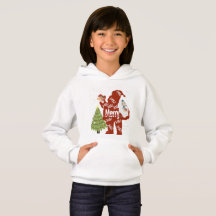 SANTA WHITE HOODIE - WOMEN/KIDS