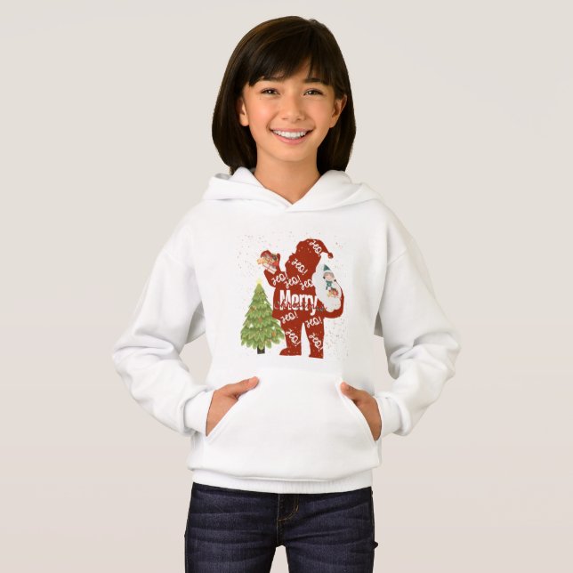 SANTA WHITE HOODIE - WOMEN/KIDS (Front Full)