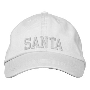 SANTA White On White Athletic Chic Font Embroidered Hat