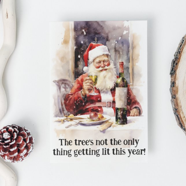 Santa Wine Lover Funny  Holiday Card (Creator Uploaded)