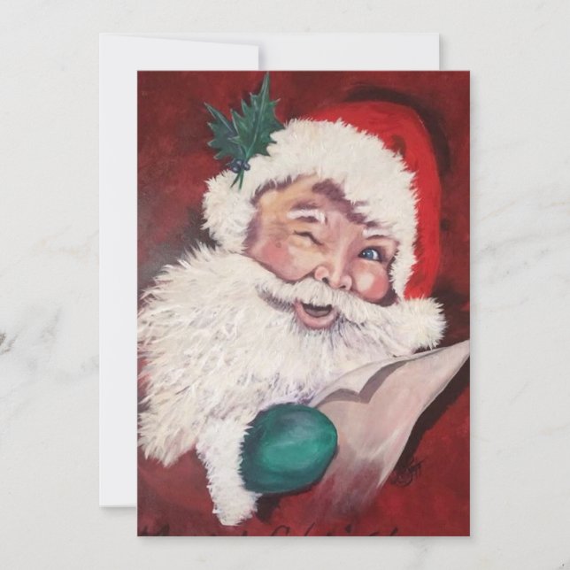 Santa Winking Holiday Card (Front)