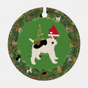 Santa Wire Fox Terrier Metal Tree Decoration