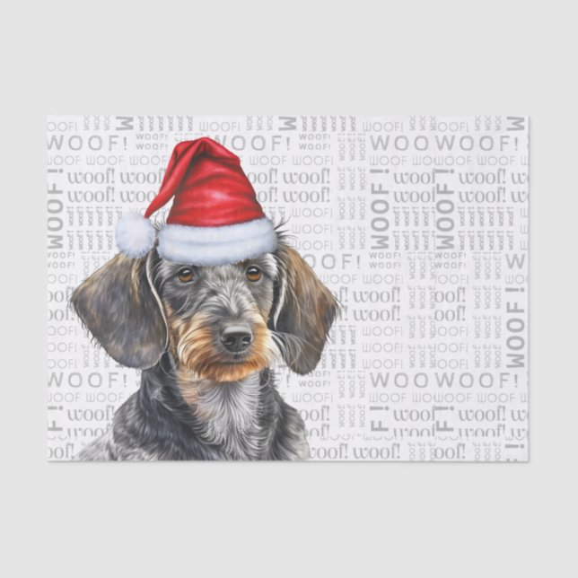 Santa Wire Hair Dachshund Dog Festive Holiday Tissue Paper (Front)