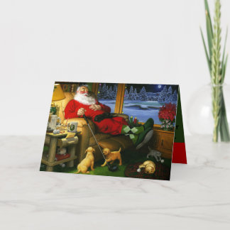 Santa with a golf driver Christmas Card