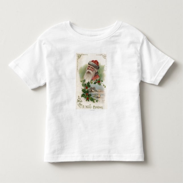 Santa with a Lake Scene Toddler T-Shirt (Front)