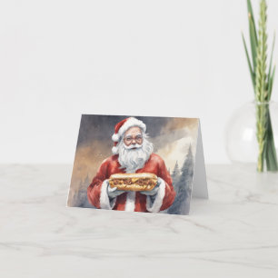 Santa with a Philly Cheesesteak Christmas  Holiday Card