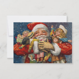 Santa with Arms Full of Dolls Invitation