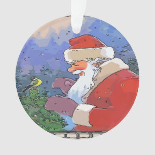 Santa With Bird Ornament