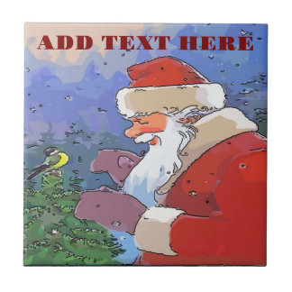 Santa with Bird Tile