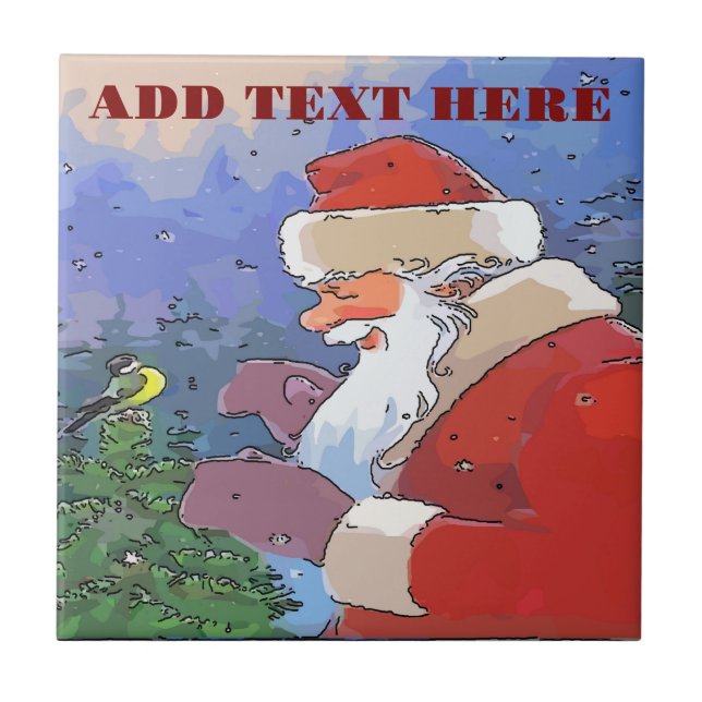 Santa with Bird Tile (Front)