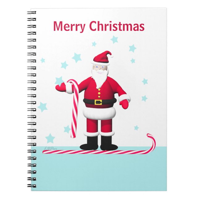 Santa with Candy Canes and Stars Notebook (Front)