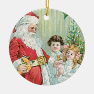 Santa With Children Ceramic Tree Decoration