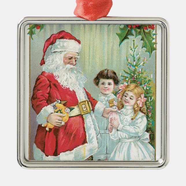 Santa With Children Metal Tree Decoration (Front)
