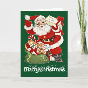 Santa With Christmas Cheer - Vintage Card