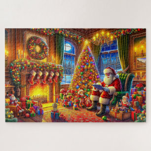 Santa With Christmas Decorations Christmas Lights Jigsaw Puzzle