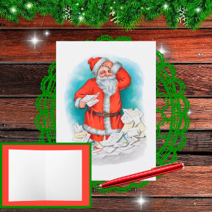Santa with Christmas Letters Holiday Card