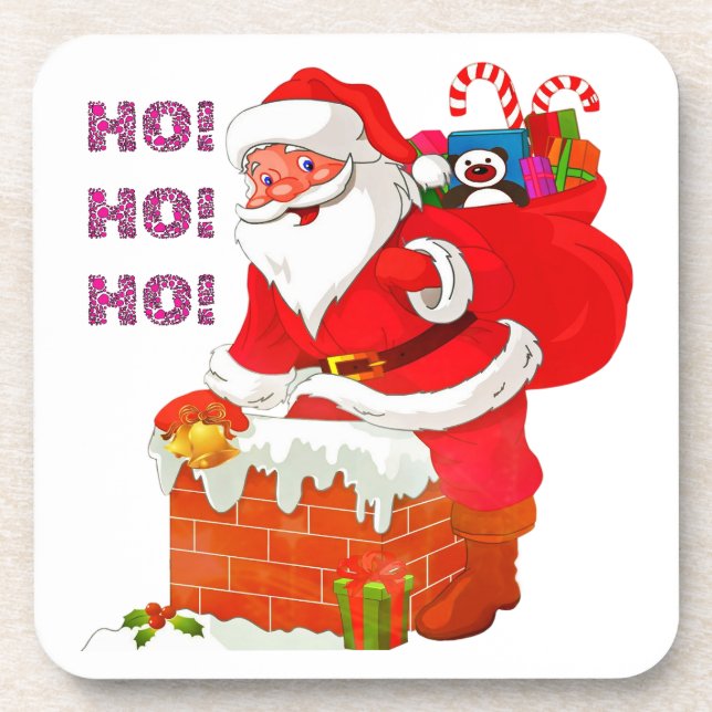 SANTA WITH CHRISTMAS PRESENTS, HO! HO! HO! COASTER (Front)