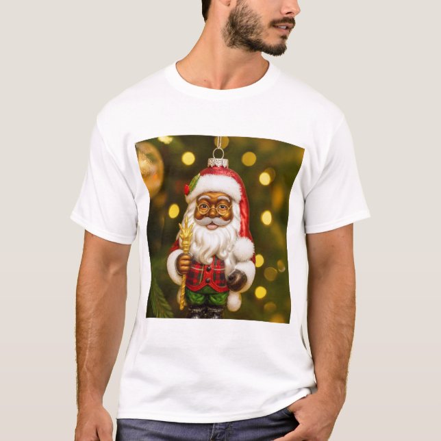 Santa with Cookie Holiday Joy T-Shirt (Front)