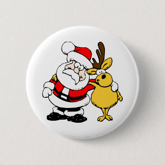 Santa With Deer 6 Cm Round Badge