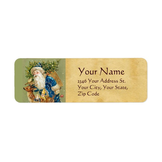 SANTA WITH DEER AND CHRISTMAS GIFTS IN WINTER SNOW (Front)