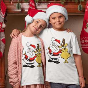 Santa With Deer Best Friends Kids T-Shirt