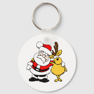 Santa With Deer Key Ring
