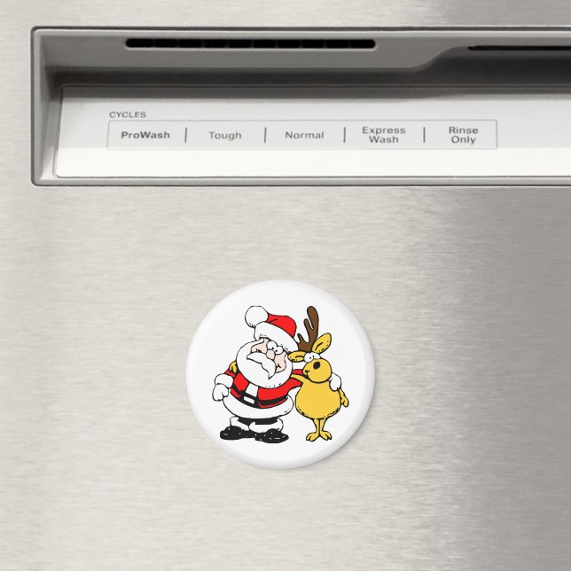 Santa With Deer Magnet (In Situ (Dishwasher))