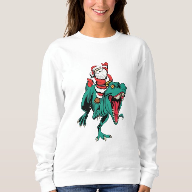 Santa with Dinosaur Christmas - Sweatshirt (Front)