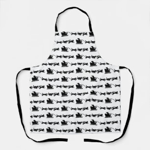 Santa with Dog Sleigh in the Arctic Lino Print Apron