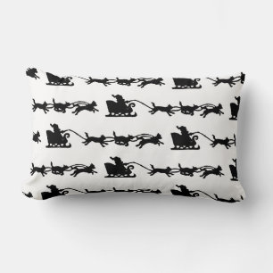Santa with Dog Sleigh in the Arctic Lino Print Lumbar Cushion