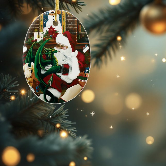 santa with dragon friend ceramic tree decoration (Creator Uploaded)