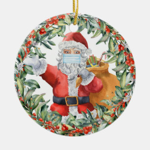 Santa With Face Mask 2020 A Year To Remember Ceramic Tree Decoration