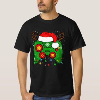 Santa With Gamepad Christmas Design T-Shirt
