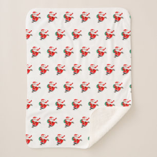 Santa with Gift Sherpa Blanket Christmas