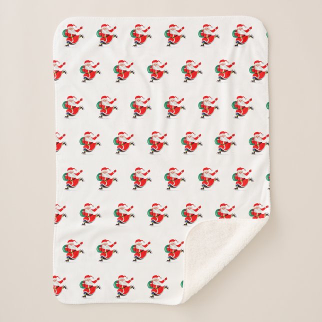 Santa with Gift Sherpa Blanket Christmas (Front)