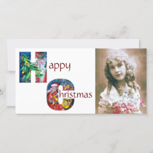 SANTA WITH GIFTS AND CHRISTMAS TREE MONOGRAM HOLIDAY CARD